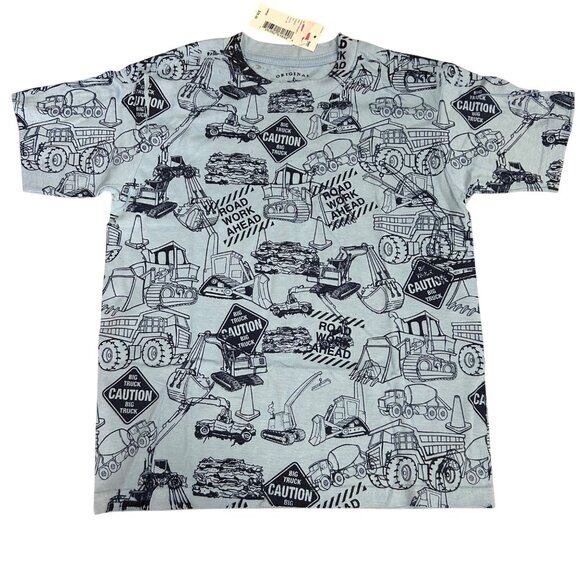 NEW Grey Star Boys Size L Caution Sign & Heavy Machine AOP Short Sleeve - Picture 1 of 6